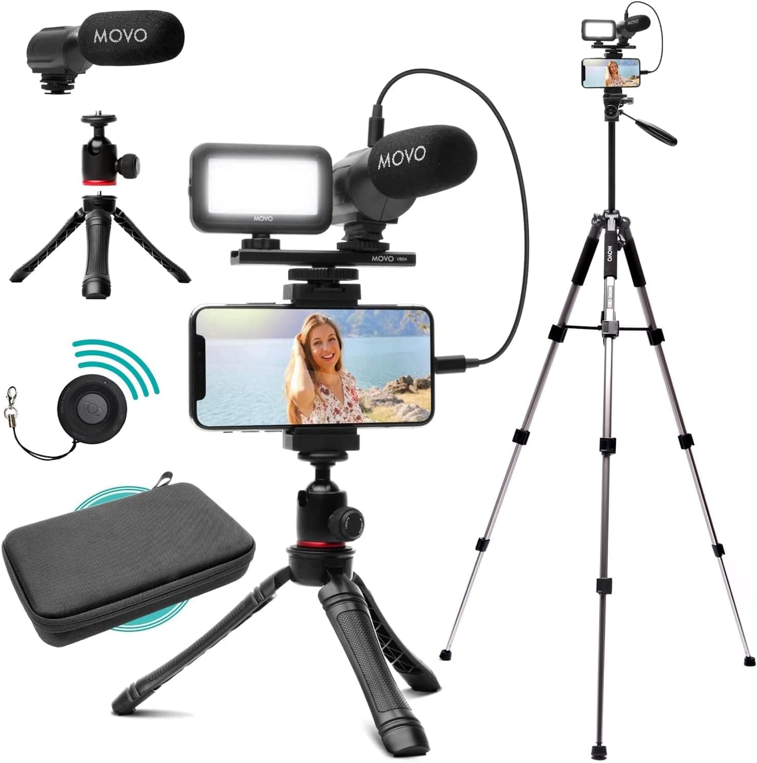 Movo iVlogger iPhone Vlogging Kit with Tripod and Phone Holder - Lightning Compatible YouTube Accessories