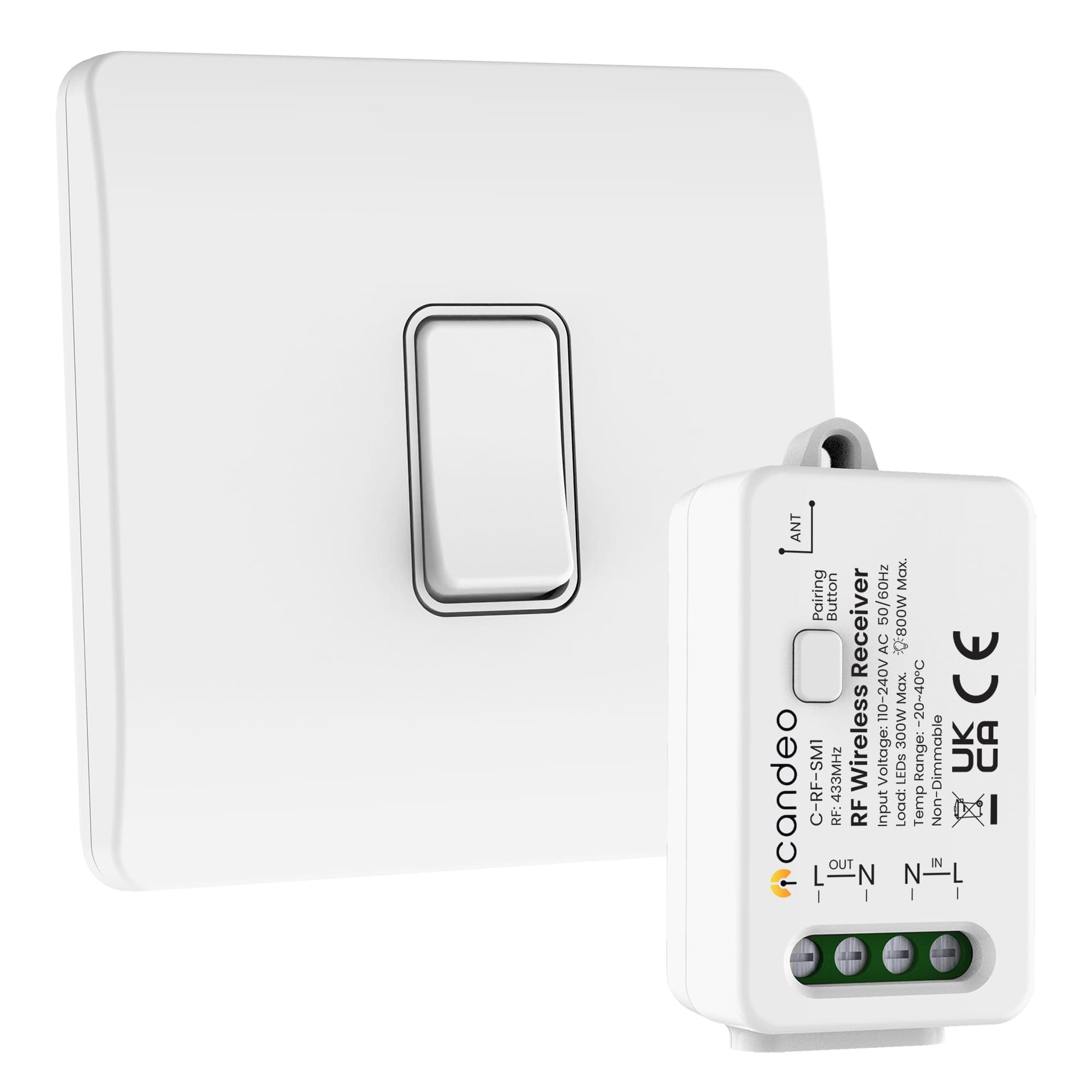 Wireless Kinetic Light Switch & RF Receiver Module Kit | No Wiring or Batteries Needed | Easy Installation & Eco-Friendly Modular Lighting Control | Customise Your Lights | Modern Design