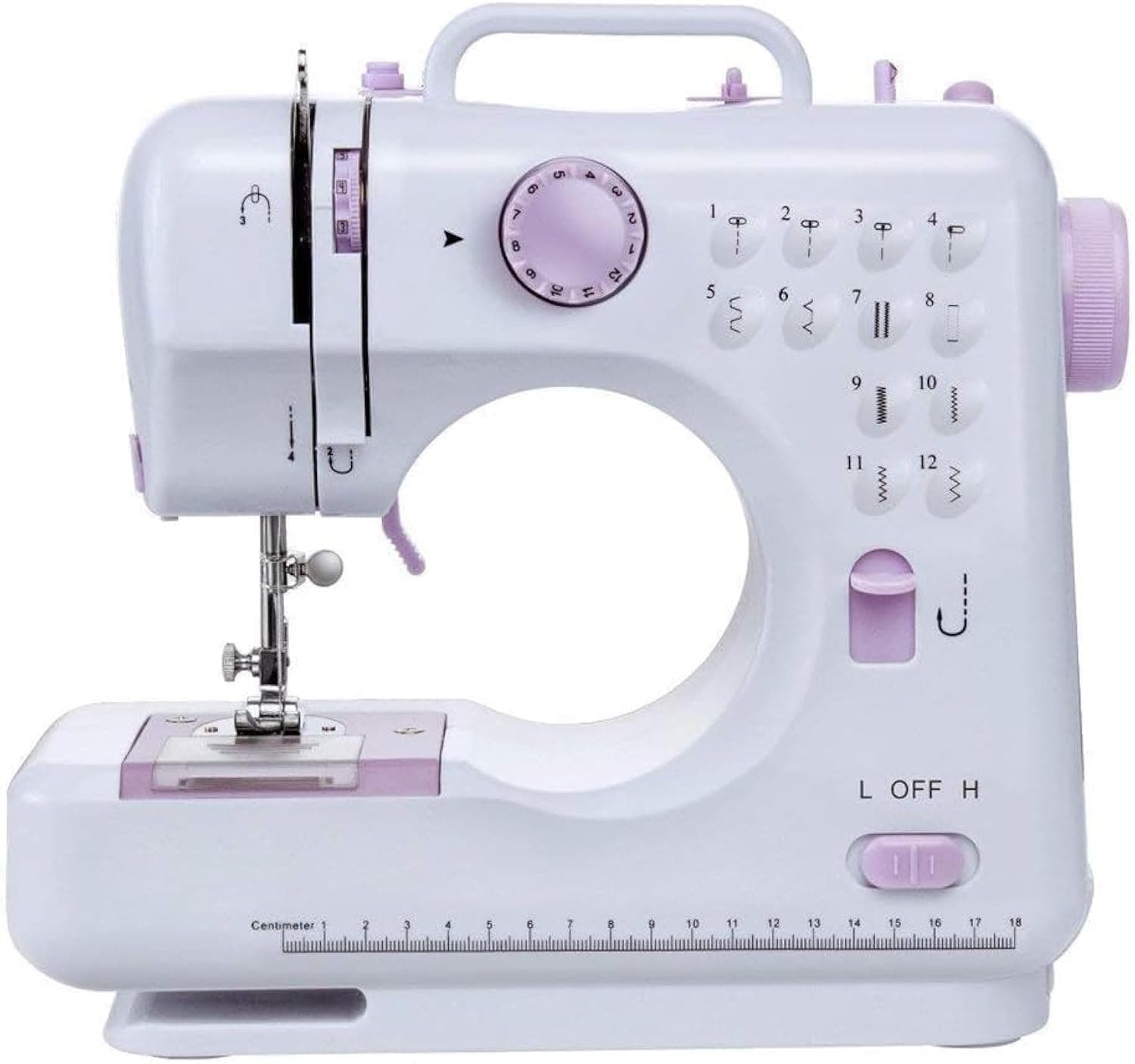 TDOO Mini Sewing Machine, 12 Built-in Stitches, Portable, Double Threads, Two Speed, Multi-function, Mending Machine with Foot Pedal, Purple