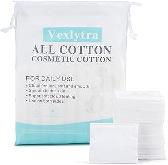 Square Cotton Pads for face, Cotton Squares for Face, Lips & Eyes, 100% Pure Cotton, Hypoallergenic, Ultra-Soft & Lint-Free for Gentle Skincare (200PCS)