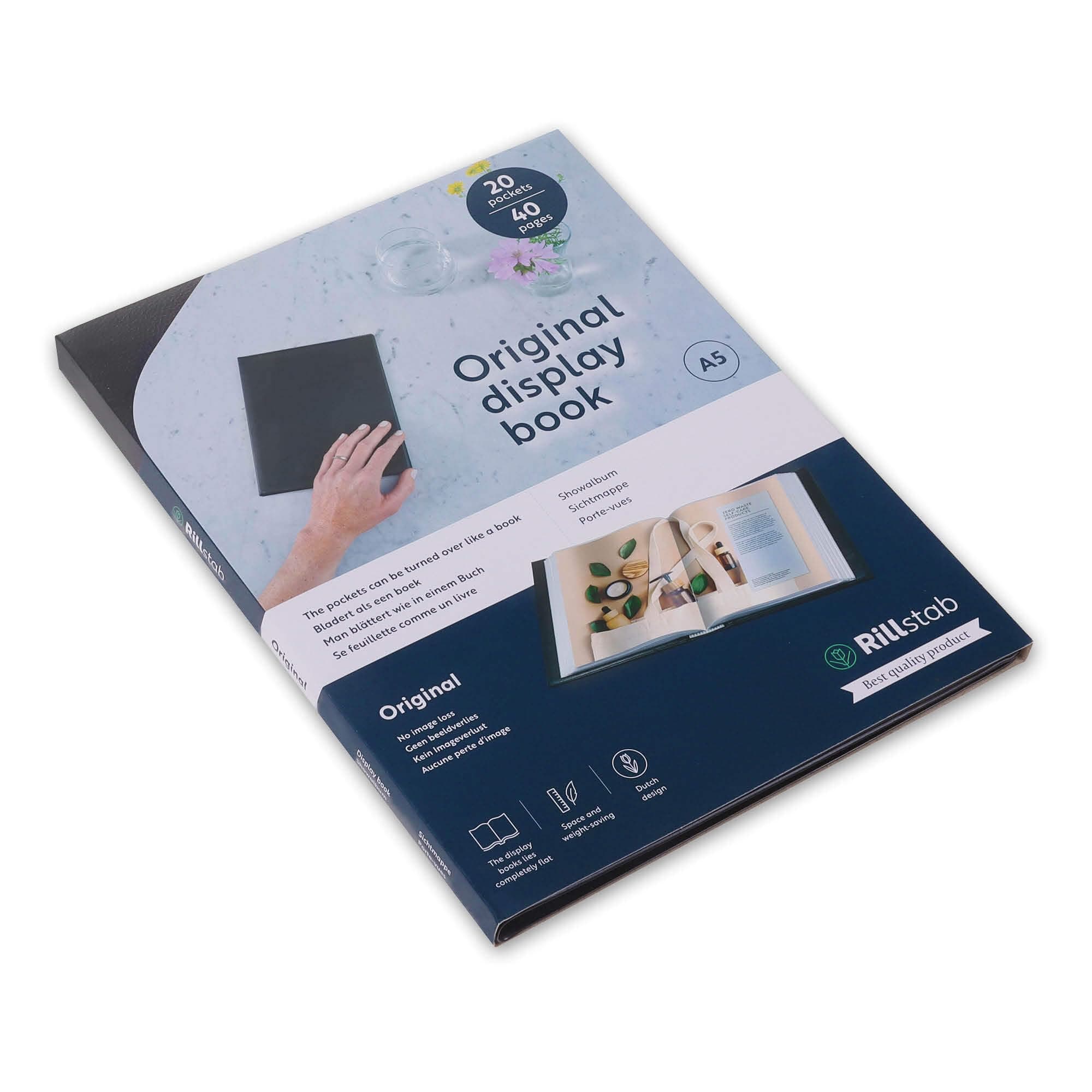 Original A5 Display Book (20 Transparent/Clear Pockets) | Front Page Ring Binder Portfolio & Project Presentation Folder for Meetings & Conferences| Poly Clear Pocket Folder | Black | 99524