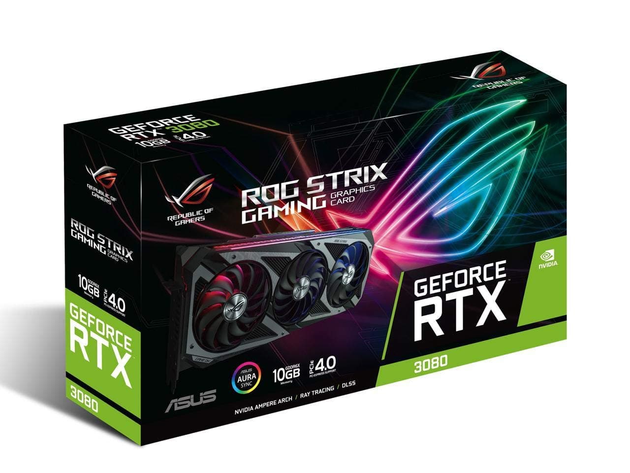 ROG Strix NVIDIA GeForce RTX 3080 OC Edition Gaming Graphics Card (PCIe 4.0, 10GB GDDR6X, HDMI 2.1, DisplayPort 1.4a, Axial-tech Fan Design, 2.9-Slot, Super Alloy Power II, GPU Tweak II)