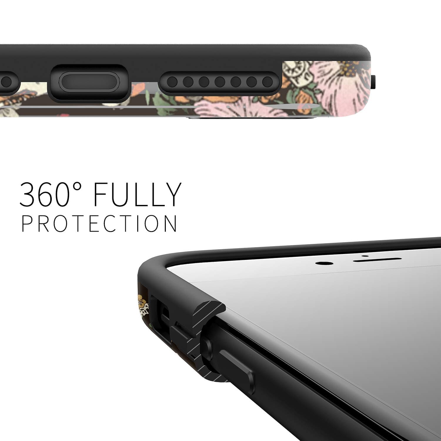 ZQ-Link iPhone 8 Plus Case, Slim-Fit Anti-Scratch Shock-Proof IMD Soft TPU Cover with Design Pattern for Apple iPhone 7 Plus/iPhone 8 Plus (Floral Botanic Wars Skull)