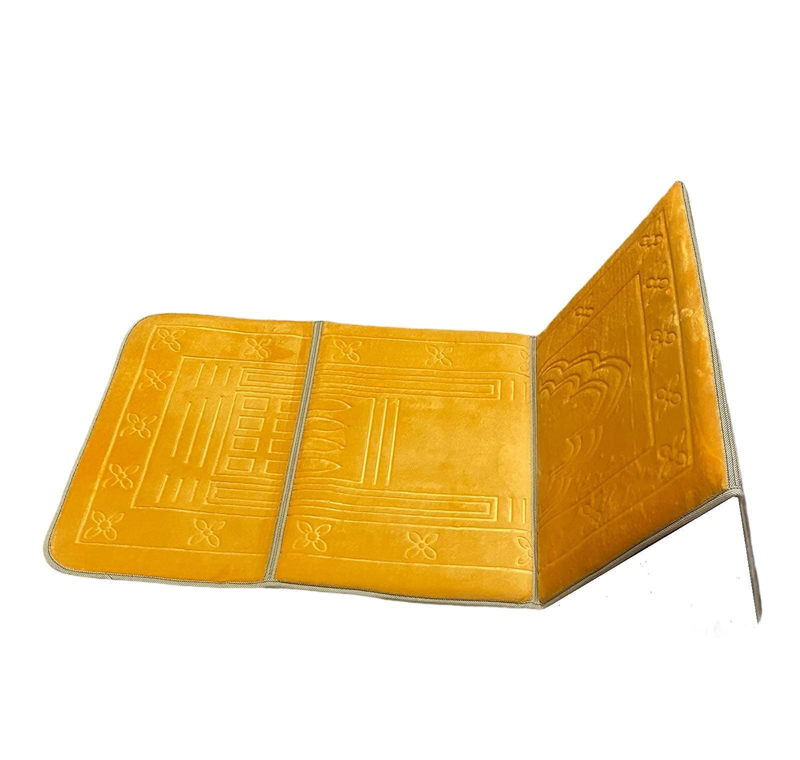 Generic Foldable Prayer Meditation Mat with Back Rest Sajjada Janamaz (Gold)
