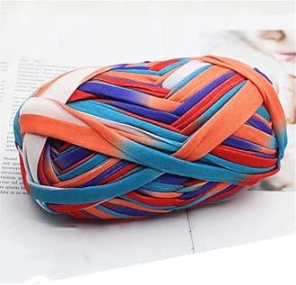 1 PCS Colorful T-Shirt Yarn Knitting Yarn Fabric Crochet Cloth for DIY Knitted Fabric Art (#55 Blue&Orange)