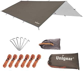 Unigear Tarp Rain Fly Tarp Waterproof Tent Cover Hiking Shelter Foldable Lightweight Waterproof for Camping and Protection Against Rain, Snow and Sun