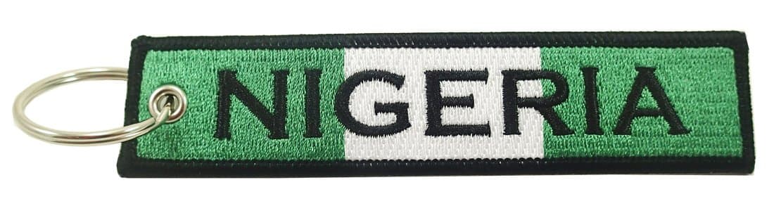 Nigeria Flag Key Chain, 100% Embroidered