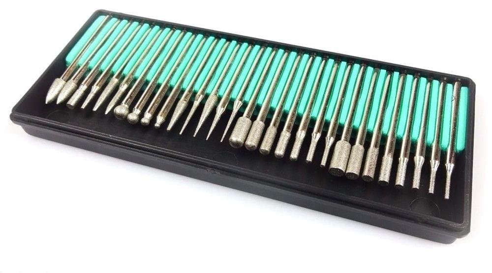 Rotary Tools NEW 30pc 600 grit Diamond Burr Bit Set for Dremel Rotary Tool Glass Tile Ceramic