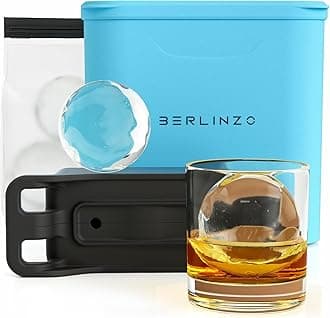 Berlinzo Premium Clear Ice Ball Maker [2024 Upgraded] - Large 2.4-inch Crystal Clear Ice Balls for Whiskey Cocktail-New Easy-to-Remove Ice Sphere Mold - Storage Bag & Ice Stamp Ring Included, Tiffany