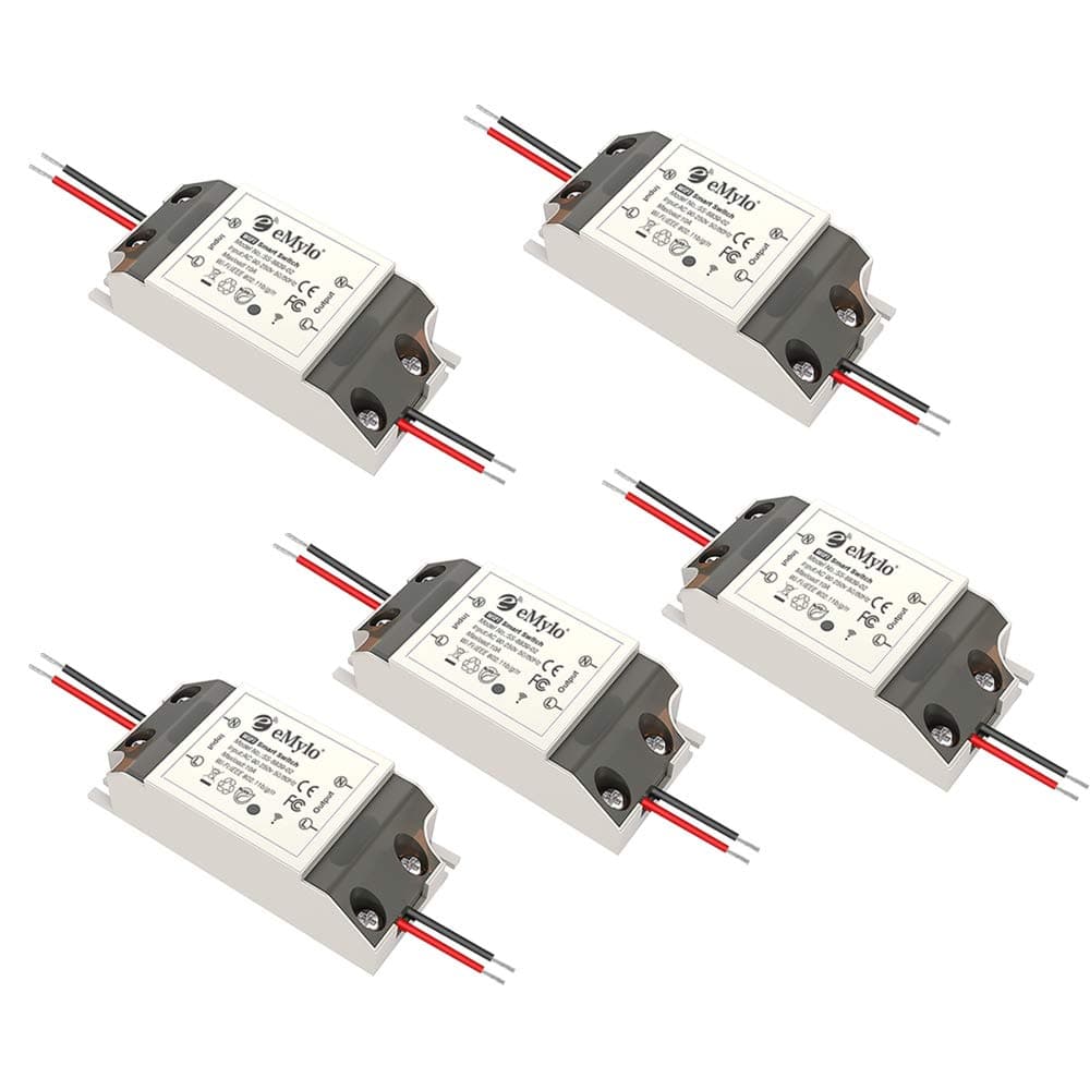 Smart WiFi Switches Wireless Relay Remote Control eMylo Light Switch Module Smart Home Automation Outlet Timer Compatible with Alexa, Google Home Via iPhone Android 5 Packs