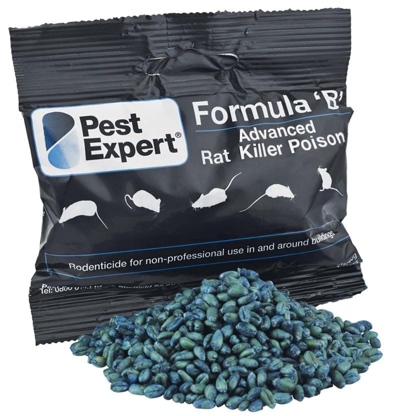 Pest Expert Formula B+ Advanced Rat Bait Killer Poison 800g (8 x 100g) Strongest Single Feed Brodifacoum Fast Acting Control PRIME
