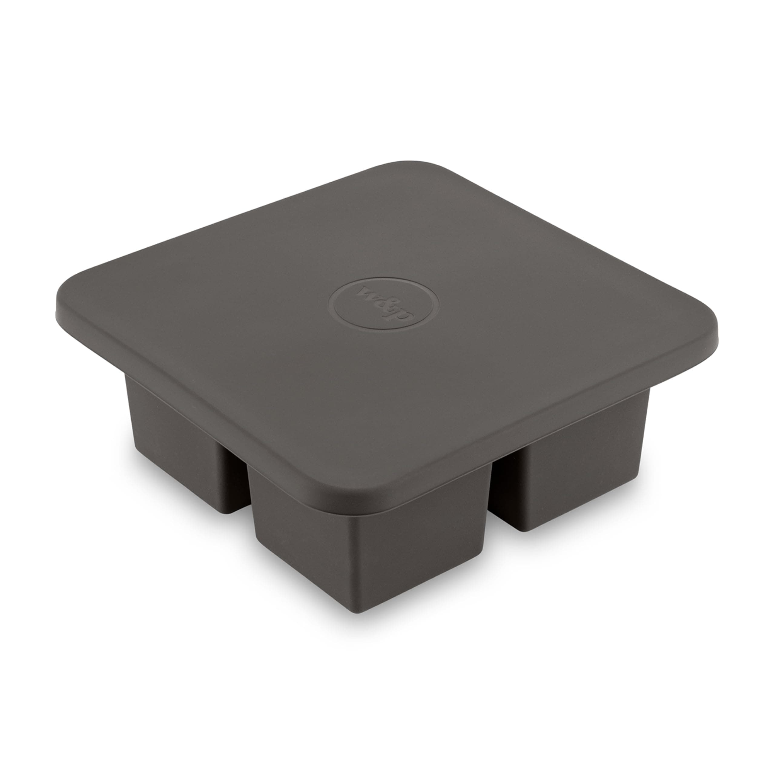 W&P Peak Silicone Extra Large Cube Ice Tray w/ Protective Lid | Charcoal | Easy to Remove Ice Cubes | Food Grade Premium Silicone | Dishwasher Safe, BPA Free