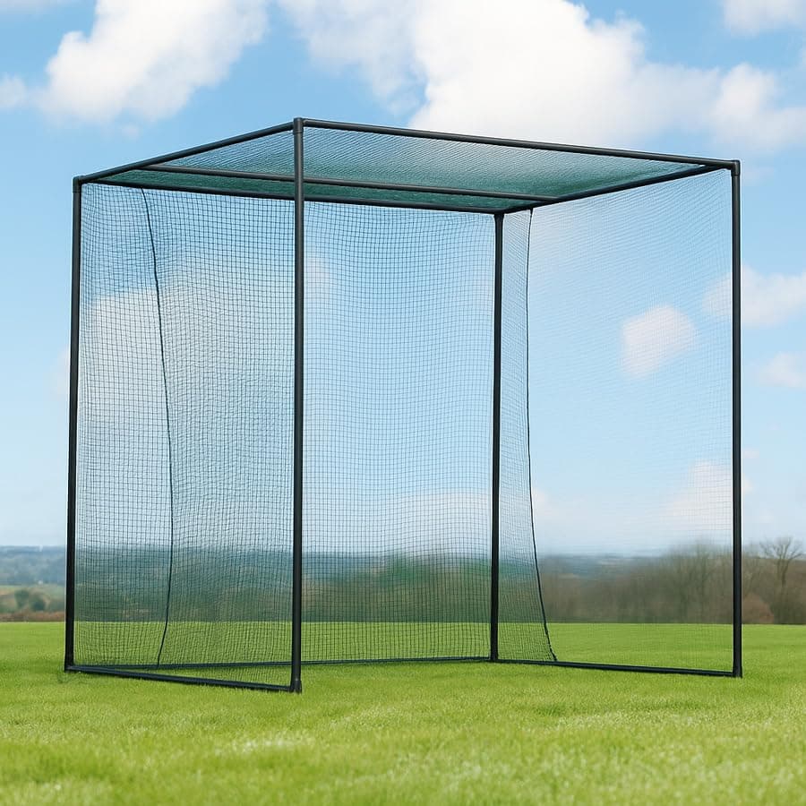 Freestanding Golf Cage & Net 10ft x 10ft x 10ft | Home Driving Range | Outdoor High-Impact Hitting Cage with Premium Netting, Impact Panel & Strong Steel Frame
