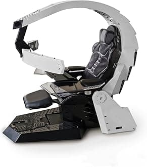 Office Chair Comfortable Video Gaming Chair Gaming Computer Cockpit Luxurious Gaming Chair Game Cockpit Boss Chair Game Chair Ergonomic Zero Gravity Computer Cockpit Workstation (White)