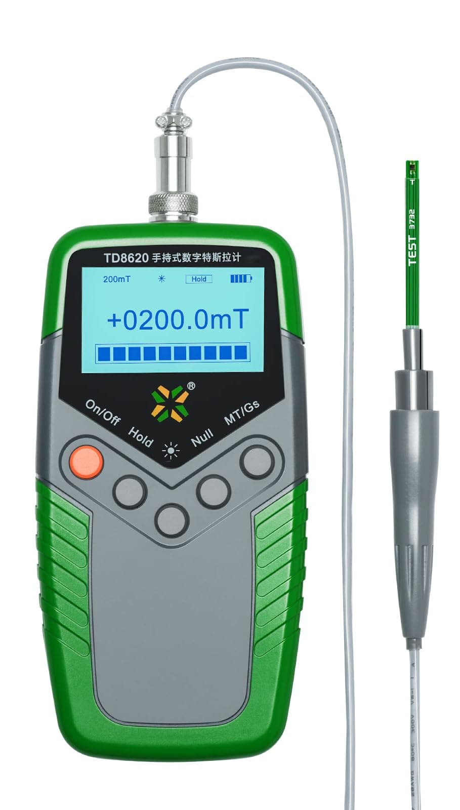 EMF Meter, handheld digital Tesla meter high precision gauss meter magnetometer surface magnetic field tester - with one meter probe 0-2400mT range - and with N/S function (TD8620-5 Level)