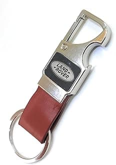 Metal Leather Opner Keychain for Land Rover Car. Brown Colour Key Chain ()