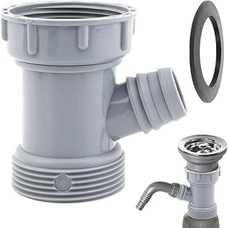 Kitchen Sink Drain Pipe Adapter Wye, 45mm 3 Way Y-Shaped Strainer Connector, Waste Outlet Male Female Thread Fitting with Dishwasher Input(COLOR:Grey)