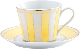 T002B/M-250 Cup & Saucer (Coffee/Tea) 250cc Carnival Yellow Fine Porcelain