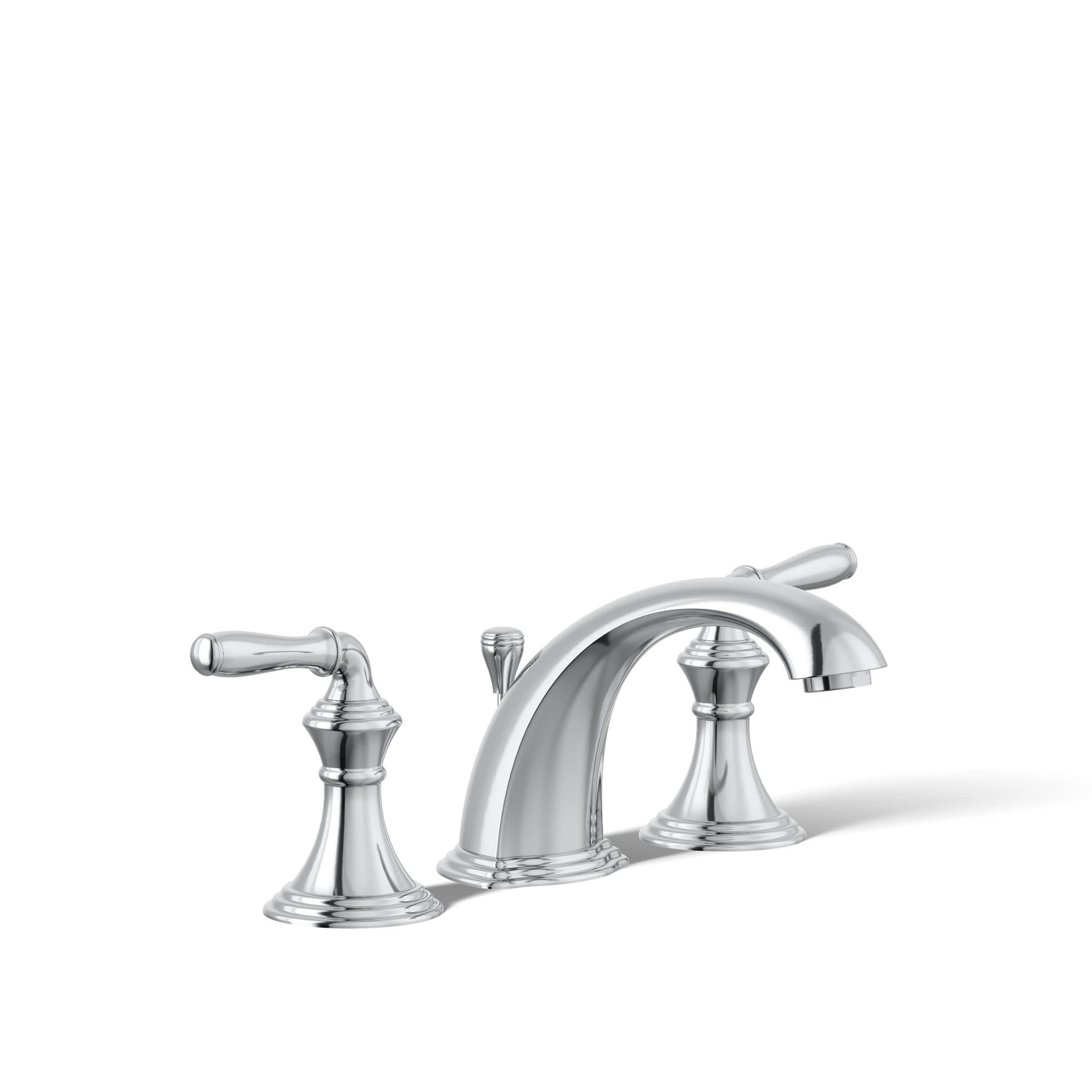 KOHLER Bathroom Faucet, Bathroom Sink Faucet, Devonshire Collection, 2-Handle Widespread Faucet with Metal Drain, Polished Chrome, K-394-4-CP