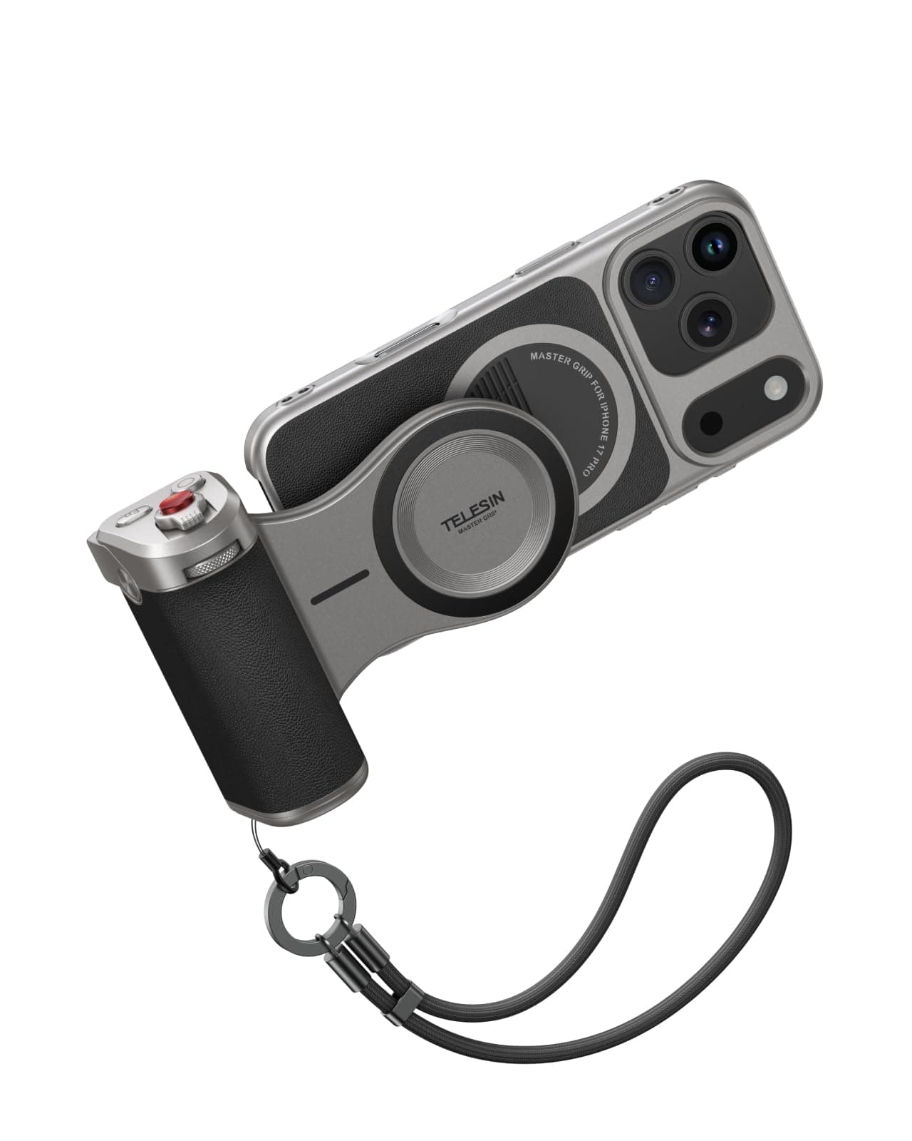 【for iPhone 17 Pro Only】 TELESIN Master Grip Kit, Magnetic Phone Camera Grip Kit Built-in 3200mAh Battery - Wireless Charging - Graphene Case for iPhone Cooling - DSLR Style Grip Handle Holder