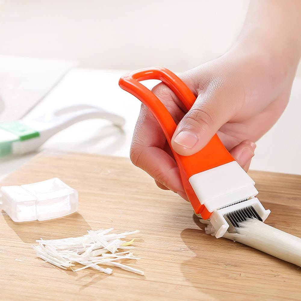 Cutting Onions Device，Tool Slice Kitchen Onion Vegetable Cutter Sharp Scallion Cutter Shred