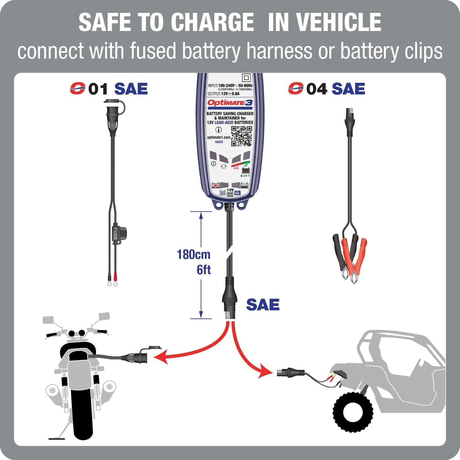 Optimate 3, TM-431 7-Step 12V 0.8A Battery Saving Charger-Tester-maintainer