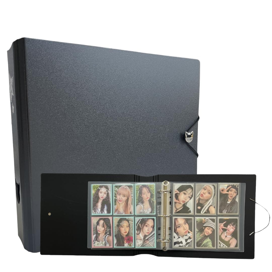 K-Keep [A5 Extra Wide] Binder Bundle with 6 Pocket Pages (25 Pages) - [1.5 Inch] - [Minimalist Series] - D-Ring Kpop Photocard Collector Binder for OT5 or OT6 Collector (Minimal Black)