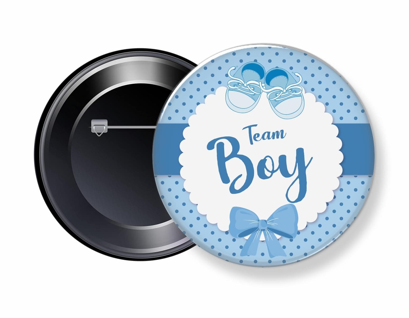 Team Boy Button Badges - 58 mm Pin Back Round Badges (Pack of 10)