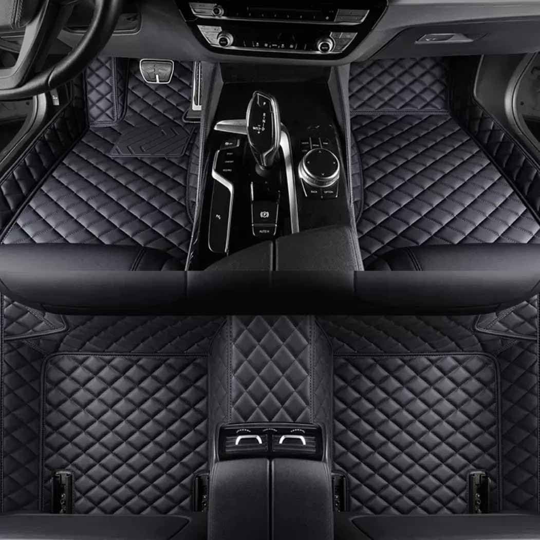 Custom Personalized Floor Mats ，Luxury Full Coverage All Weather Car Floor Mats，Anti-Slip Leather Car Mat Set ，Custom Floor Mat， for 99% of Cars, Trucks & SUV. (Pure Black)