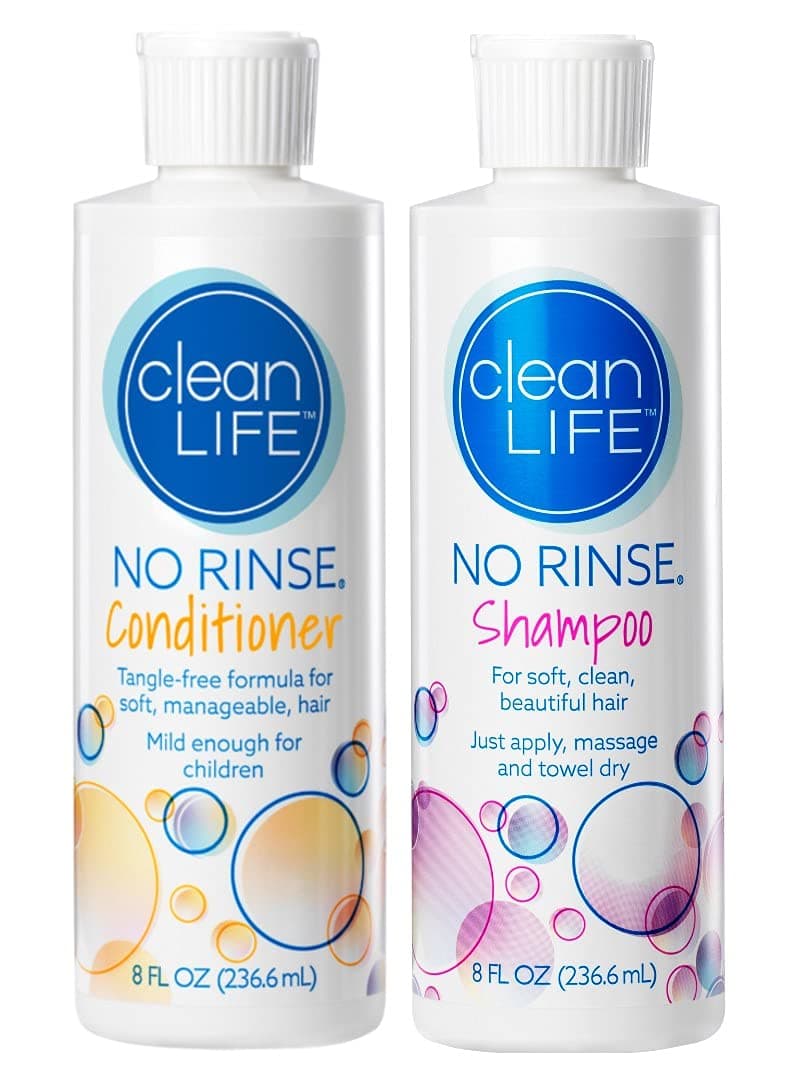 No Rinse Shampoo and Conditioner Bundle - 8 fl oz per Bottle - Leaves Hair Fresh, Clean and Odor-Free
