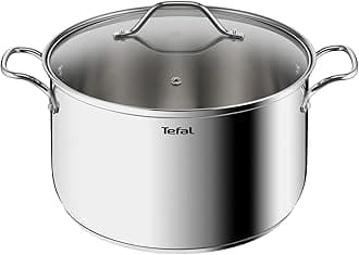 Tefal Intuition XL B8646404 Large Stainless Steel Cooking Pot 28 cm / 8 L, Induction, 5 Year Warranty, Premium 18/10 Stainless Steel, Size XL, Sturdy Handles, Glass Lid