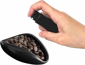 Coffee Bean Dosing Cup And Spray Bottle Kit For Espresso, Bar Accessories, Ceramic Single Tray Or Tea.Spray Reducing Power Static (Bright Black)