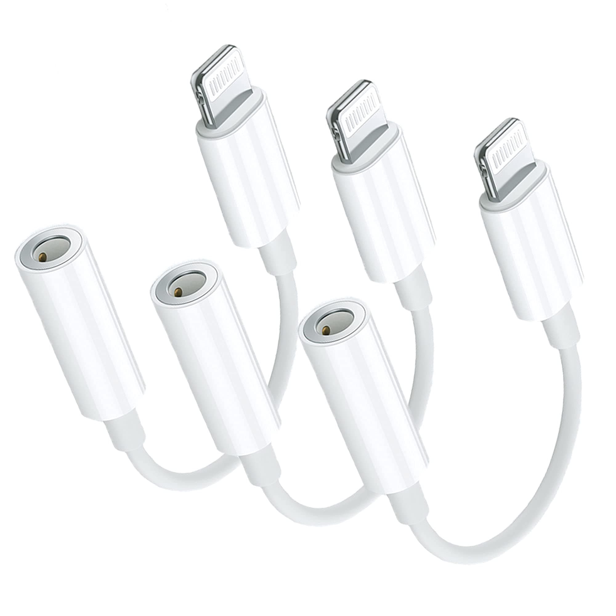 Apple MFi Certified 3 Pack Lightning to 3.5 mm Headphone Jack Adapter, Fonemax iPhone Audio Dongle Cable Earphones Headphones Converter Compatible with iPhone 12 12 Pro 11 11 Pro X XR XS XS Max 8 7