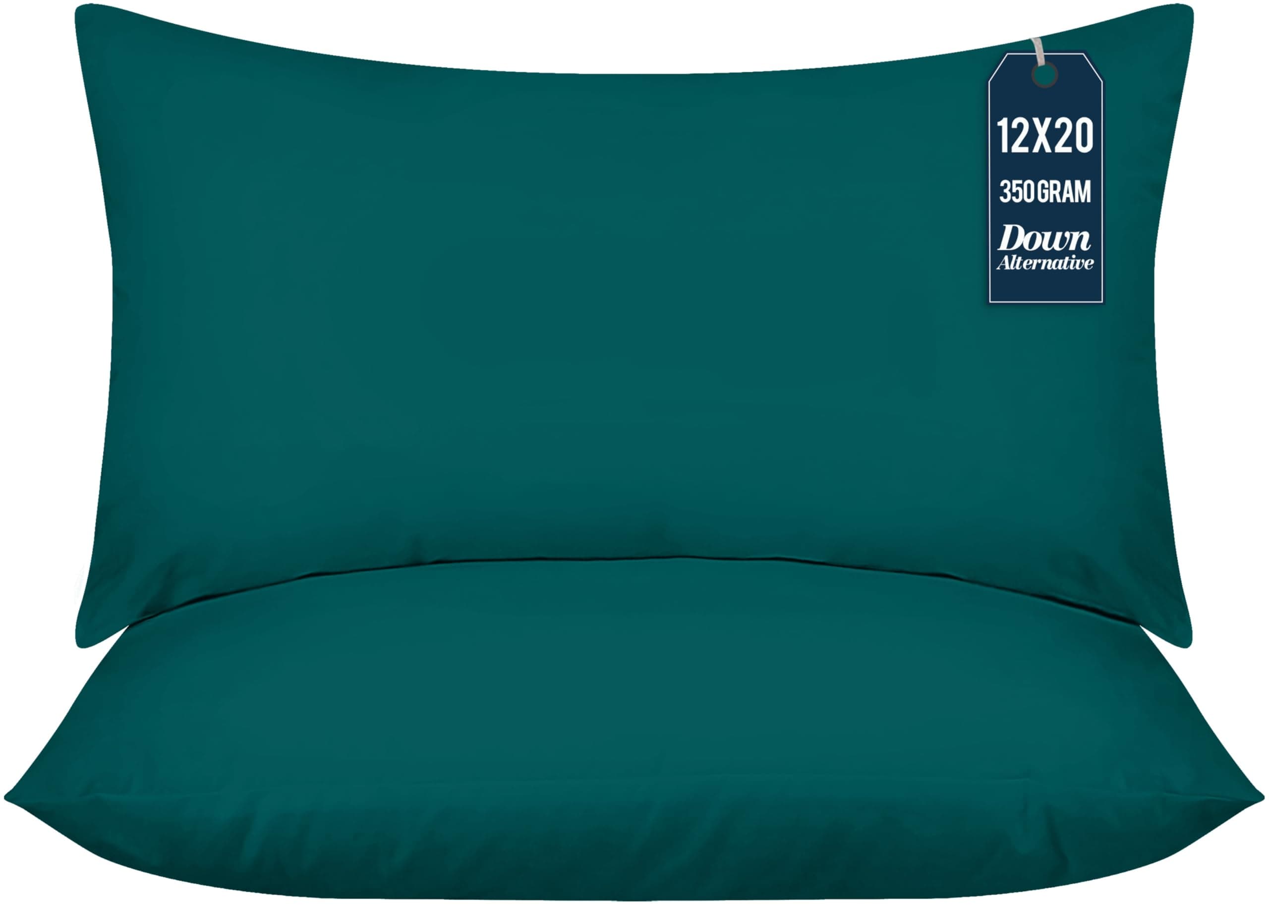 Utopia Bedding Throw Pillows Insert (Pack of 2, Dark Teal) - 12 x 20 Inches Bed and Couch Pillows - Indoor Decorative Pillows