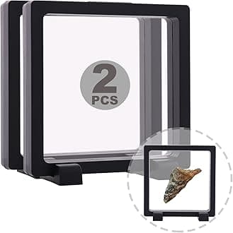2 Set 4.3 Inch 3D Floating Display Frame Case for Jewelry, YITOU Challenge Coin Display Stands Case Holder for Fossil, Rock, Gemstones, Megladon Tooth, Specimens, Floating Frame Case