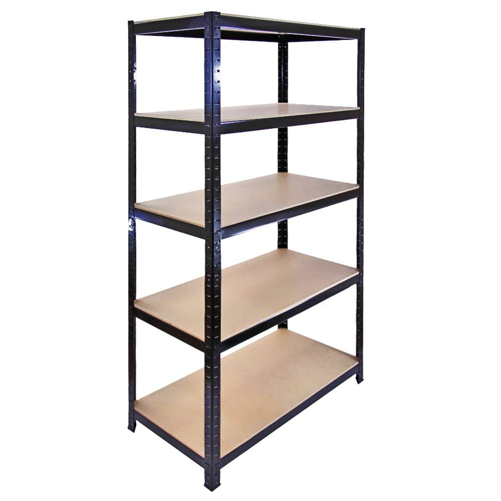 Monster Racking Garage Warehouse Shelving Unit Racking Bay, Black Boltless Unit 90 x 45 x 180 cm | 280kg per shelf, 1400kg Capacity