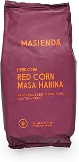 Masienda Heirloom Red Corn Masa Harina/Flour 2.2 LB (Pack of 2) - Nixtamalized Corn Flour Perfect for Corn Tortillas, Tamales, Tostadas, Pupusas, Arepas and More. Gluten-Free, Non-GMO, Preservative-Free.