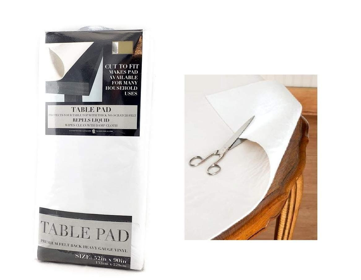 Felt Back Vinyl Table Pad 52" x 90" – Cut-to-Fit Waterproof Table Protector with Flannel Backing – Heat-Resistant Dining Pad for Daily or Under Tablecloth Use