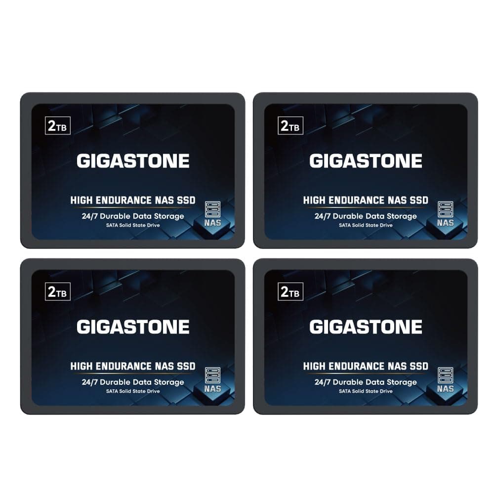 Gigastone 【NAS Certified】 High Endurance SSD 2TB (4-Pack) Up to 550MB/s TLC Flash with SLC Caching 24/7 Reliable for Gaming/PC/NAS SSD 5-Year Warranty 2.5" SATA Internal Solid State Drives RAID Disk