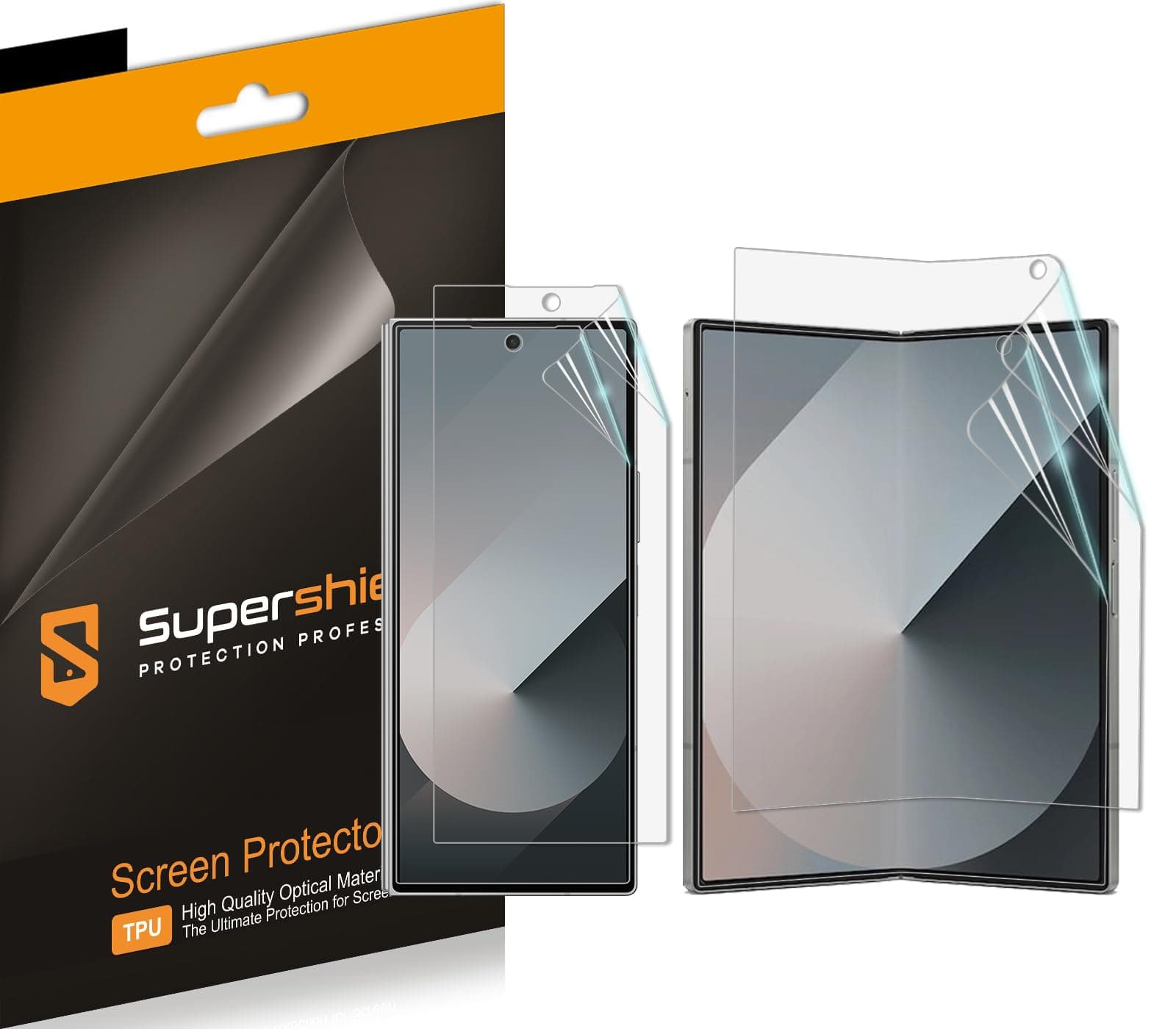 Supershieldz (2 Pack) Designed for Samsung Galaxy Z Fold 6 (2 Main Screen and 2 Front Screen) Screen Protector, High Definition Clear Shield (TPU)