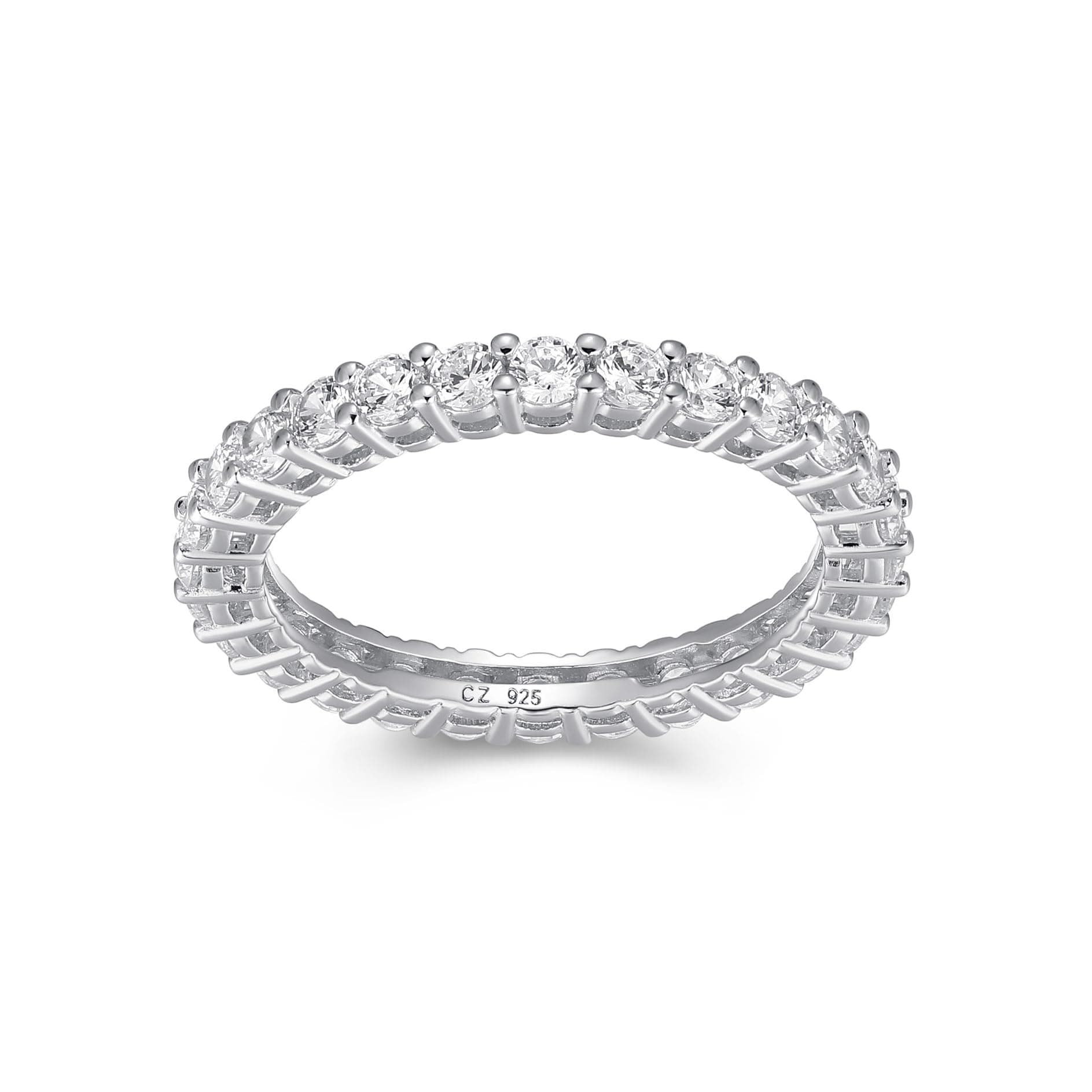 Amazon Essentials Eternity Band Cubic Zirconia Demi Fine Stacking Ring in Sterling Silver