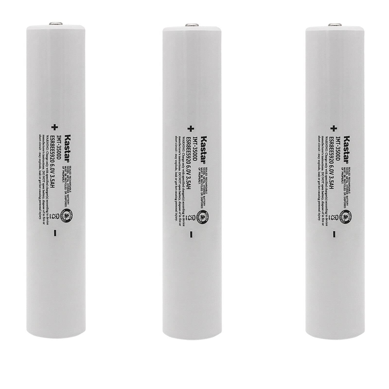 Kastar Battery 3-Pack Ni-MH 6.0V 3.5AH Replacement for Maglite 40070131 40070149 40070249 405462100, Maglite 108-000-817 108-817 108-000-439 108-439, INTEC IMT-3500D, ESR4EE3060 ET2600D, ESR8EE5920