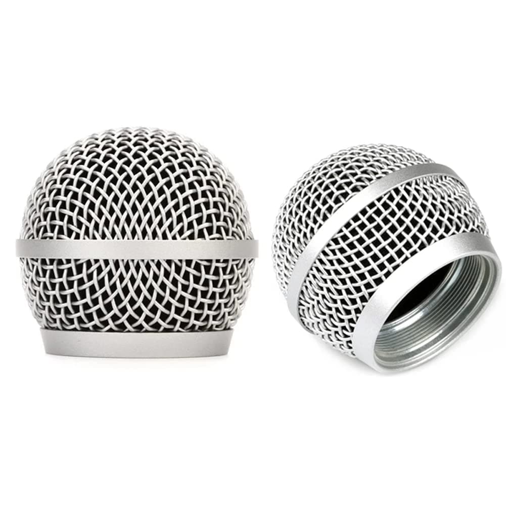 Replacement Ball Head Mesh Microphone Grille for Shure PG48 PG58 PGA48 PGA58 PGX2 BLX288 PG288 PGX24 Microphone (Silver Grille)