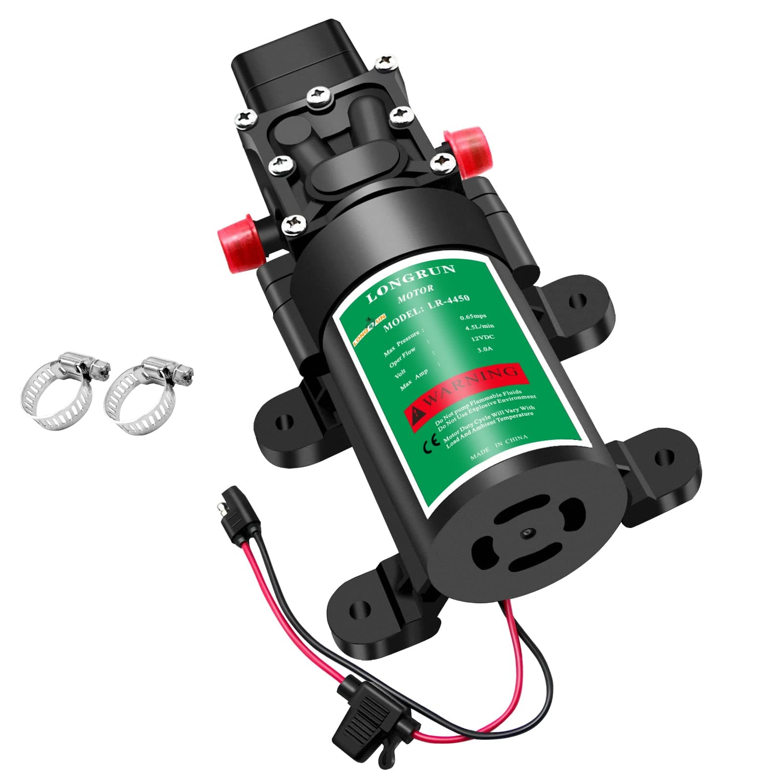 12V DC Water Pump, 4.5L/Min Self Priming Diaphragm Water Pump,85 Psi High-Pressure for Caravan Camper Boat Shower Lawn Garden