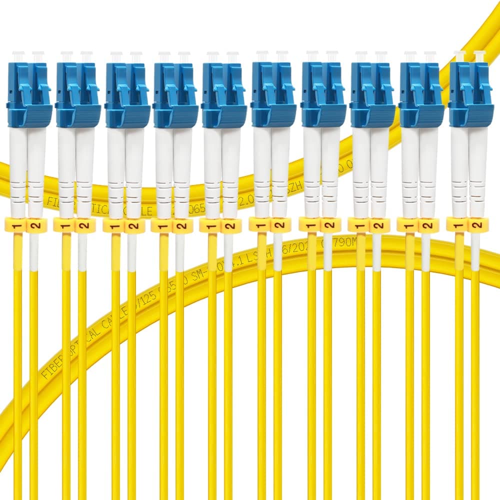 FLYPROFiberFLYPROFiber LC to LC 10 Pack, 2M-10PACK OS2 LC to LC Fiber Patch Cable | Length Options: 0.2m-10m, 1GB/10GB Duplex LC-LC 9/125um Multimode Fiber Optic Cable Cord LSZH 2M(7ft)