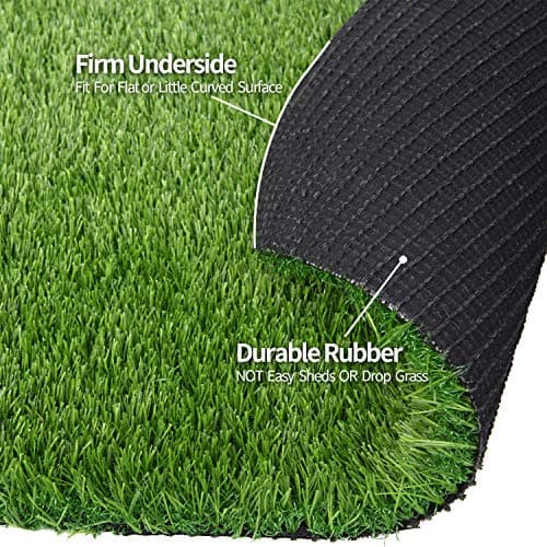 RoundLove Artificial Grass Turf, 3 Tone Synthetic Grass Patch Mat w/Drainage Holes, Lush & Hard Pet Turf Astroturf Rug, Fake Turf for Indoor & Outdoor Decor