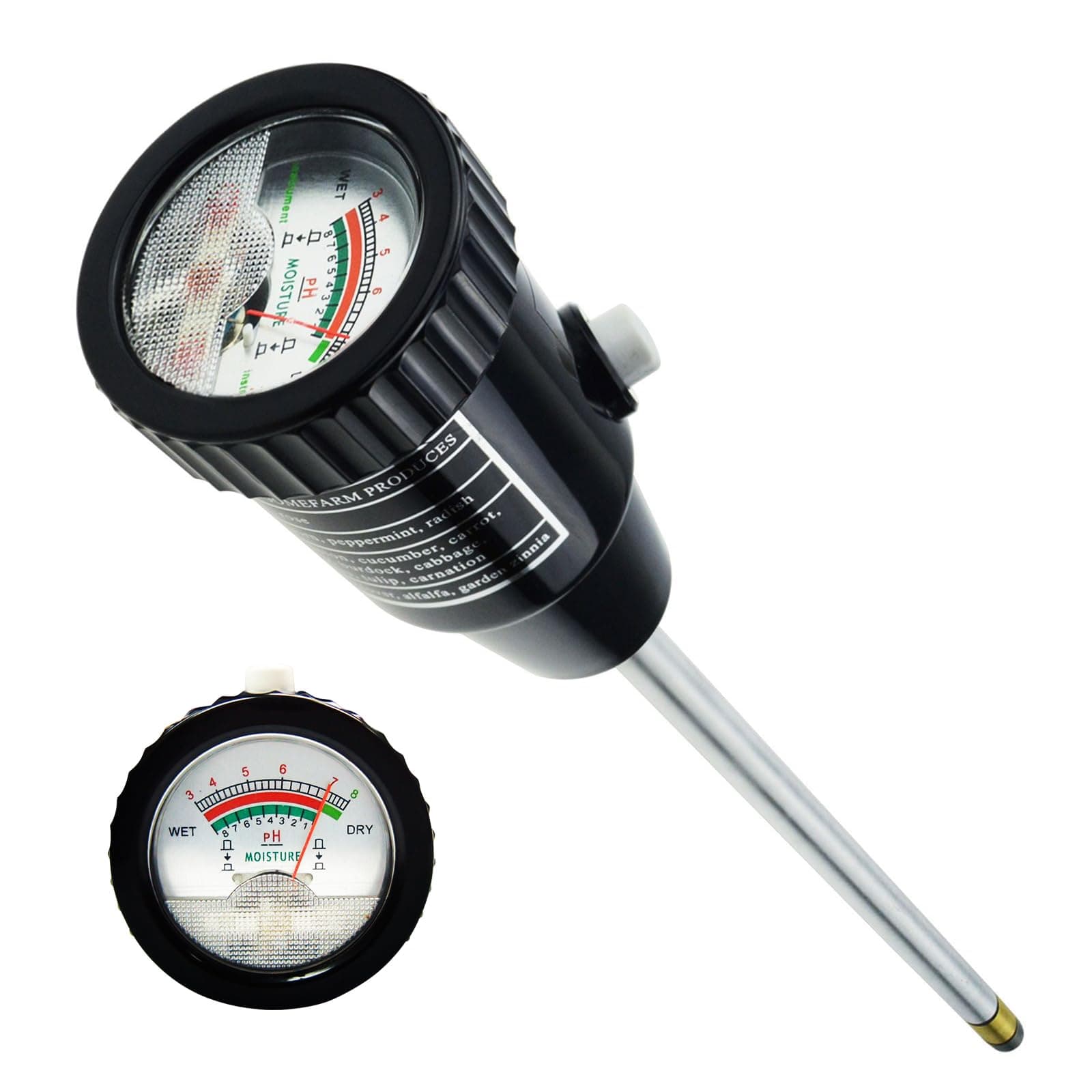 2-in-1 Digital Soil pH & Moisture Meter - 295mm Long Electrode, Test Kit for Indoor & Outdoor Plants, Garden, Lawn, Farm