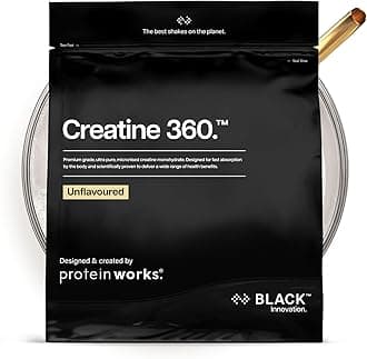 Protein Works | Creatine 360 - Black Innovation, Creatine Monohydrate, Micronised Creatine Powder, 100% Purity, 200 Mesh Ultra Fine Creatine, Energy & Performance, Unflavoured, 33 Servings, 100g