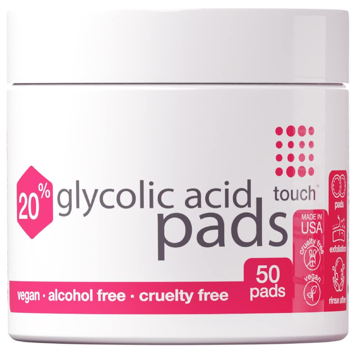 20% Glycolic Acid Pads Exfoliating And Resurfacing AHA Peel Face Wipes - Great for Dullness, Pores, Scars, Fine Wrinkles, Uneven Skin Tone & Texture, 50 Count