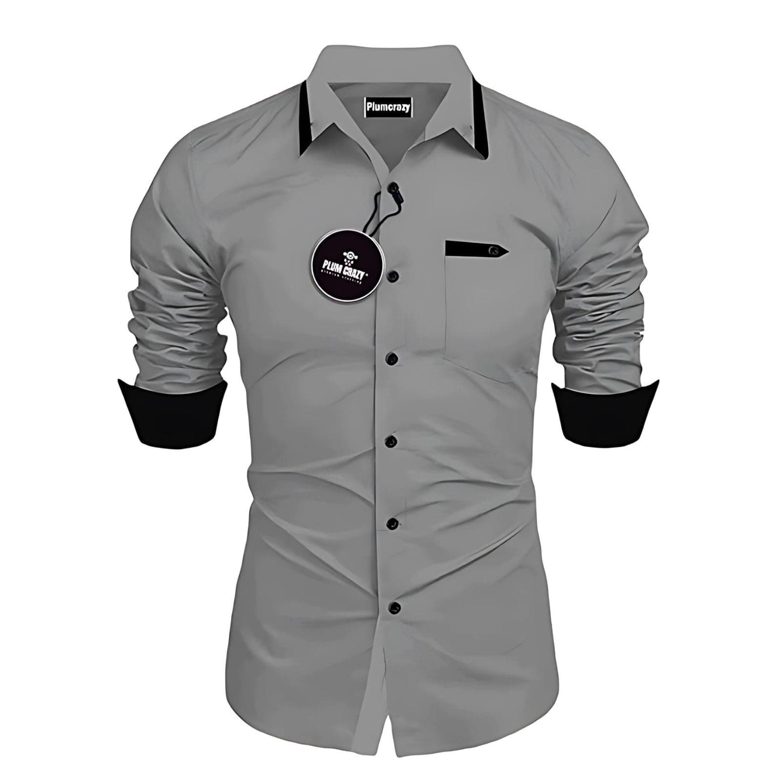 Plumcrazy Men's Solid Cotton Blend Relaxed Fit Long Sleeve Collared Neck Casual Lightweight Comfortable Shirt (P_C_00108)